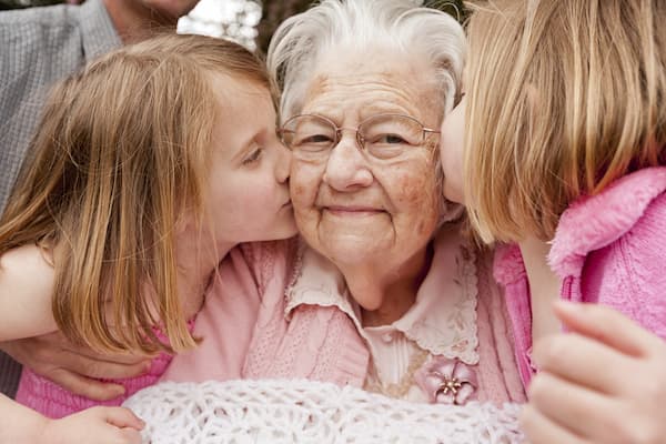 kissing grandma